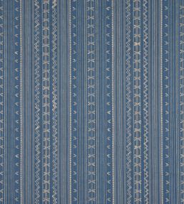Charter Stripe Embroidery Fabric by Thibaut Navy