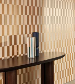 Checkerboard Metallic Wallpaper by Kirkby Design Champagne