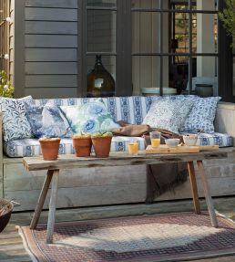 Chrysanthemum Outdoor Fabric by Morris & Co Indigo/Bayleaf