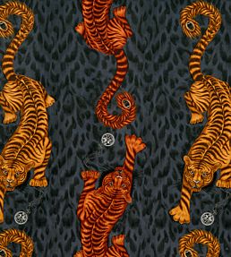 Emma J Shipley Tigris Velvet Fabric by Clarke & Clarke Flame