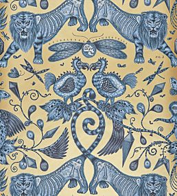 Emma J Shipley Extinct Wallpaper by Clarke & Clarke Blue