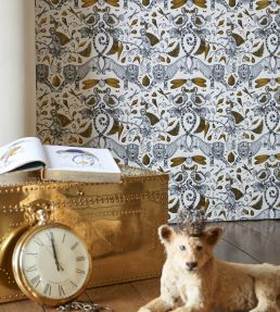 Emma J Shipley Extinct Wallpaper by Clarke & Clarke Blue