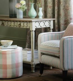 Austin Check Fabric by Clarke & Clarke Mineral/Blush