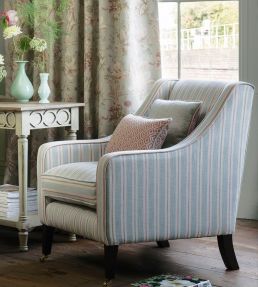 Sackville Stripe Fabric by Clarke & Clarke Mineral/Blush