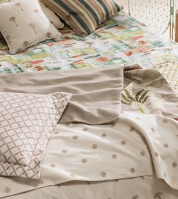 Menara Metallic Fabric by Clarke & Clarke Rose Gold/Ivory