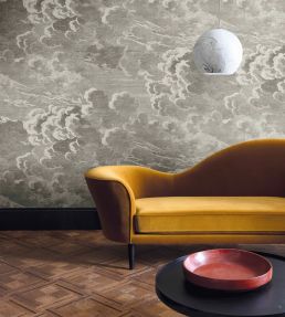 Nuvolette Mural by Cole & Son Gilver & Charcoal