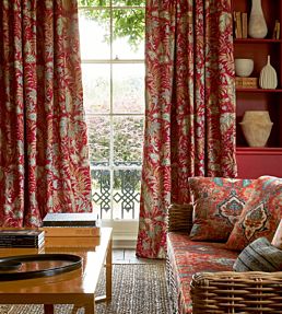 Floriana Velvet Fabric by Colefax and Fowler Red