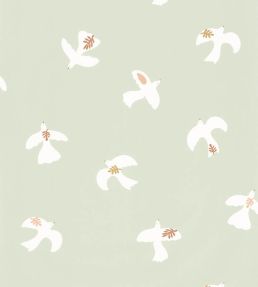 Colombe Wallpaper by Caselio Vert d'eau blanc
