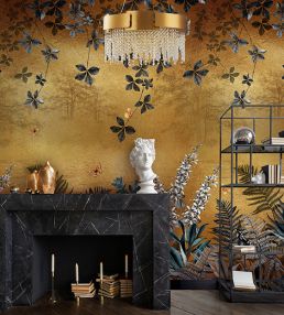 Copper Dawn Lake Mural by Avalana Metallic Gold