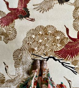 Wendy Morrison Cranes In Trees rug Red/Gold WM-5060410392534 Red/Gold