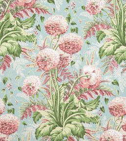 Dahlia Fabric by Anna French Coral on Robin's Egg