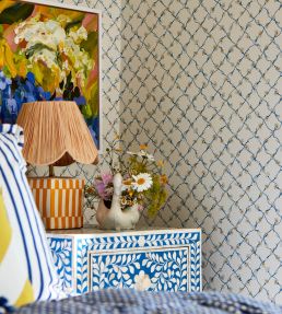 Daisy Trellis Wallpaper by Harlequin Lapis/Pearl
