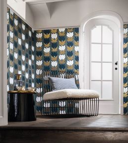 Dauphine Wallpaper by Casamance Noir / Dore