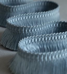 Delicat Silk Moss Fringe Trimming by Samuel & Sons Ice Blue