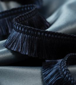Delicat Silk Moss Fringe Trimming by Samuel & Sons Navy