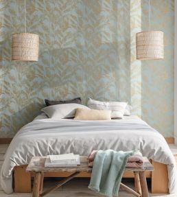 Delicate Wallpaper by Caselio Teal Blue Dore
