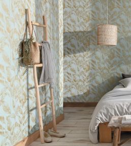 Delicate Wallpaper by Caselio Teal Blue Dore
