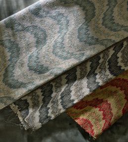 Dragon Flamestitch Fabric by Zoffany Charcoal
