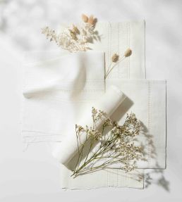Drawn Thread Hem Stitch Rows Fabric by Volga Linen Ivory White