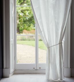 Drawn Thread Hem Stitch Rows Fabric by Volga Linen Ivory White