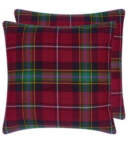 Dunmore Plaid Cushion 55 x 55cm by Ralph Lauren Currant