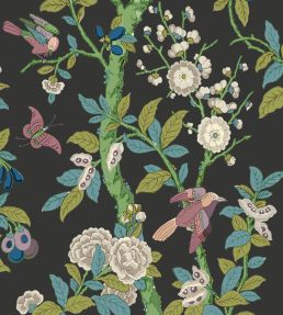 Eldon Wallpaper by GP & J Baker Charcoal/Emerald