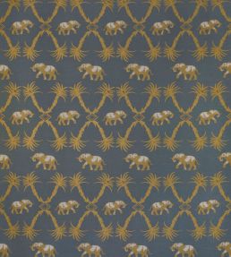 Elephant Palm Fabric by Barneby Gates Gunmetal / Gold