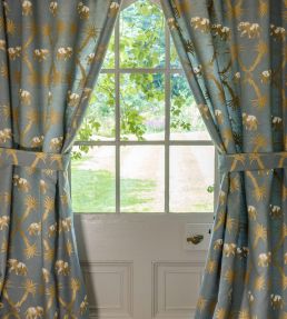 Elephant Palm Fabric by Barneby Gates Gunmetal / Gold