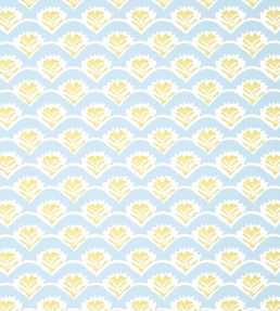 Emily Wallpaper by Thibaut Yellow and Blue