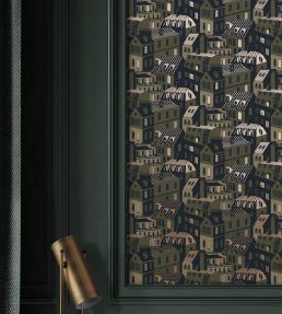 Emmas Apartment Wallpaper by Mini Moderns Olive & Gold