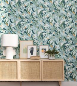 Fauve Wallpaper by Caselio Vert Emeraude Dore