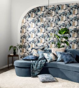 Figura Wallpaper by Clarke & Clarke Linen/Charcoal