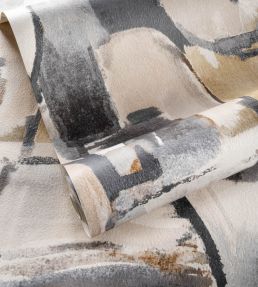 Figura Wallpaper by Clarke & Clarke Linen/Charcoal
