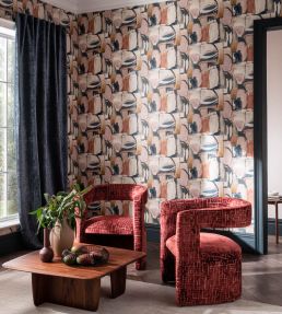 Figura Wallpaper by Clarke & Clarke Linen/Charcoal