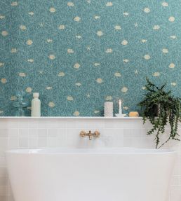 Fish And Chips Wallpaper by Caselio Bleu Nuit Dore