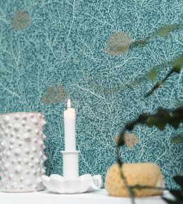 Fish And Chips Wallpaper by Caselio Bleu Nuit Dore