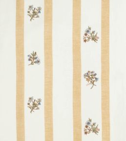 Flax & Field Posy Stripe Fabric by Volga Linen Ochre/Oyster