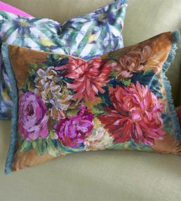 Fleurs D Artistes Velours Cushion 45 x 60cm by Designers Guild Terracotta