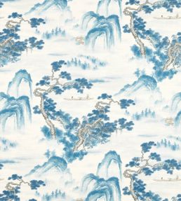 Floating Mountains on Unique Ground Wallpaper by Zoffany Indigo