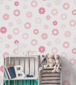 Flower Block Wallpaper by Today Interiors Pink