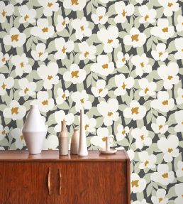 Flower Power Wallpaper by Casadeco Charbon