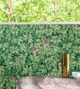 Foglie e Civette Wallpaper by Cole & Son Forest Green
