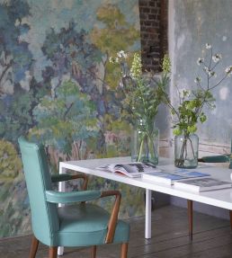Foret Impressionniste Grasscloth Mural by Designers Guild Celadon