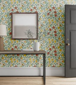 Fruit Wallpaper by Morris & Co Green Indigo / Madder