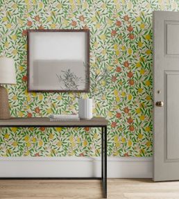Fruit Wallpaper by Morris & Co Leaf Green / Madder