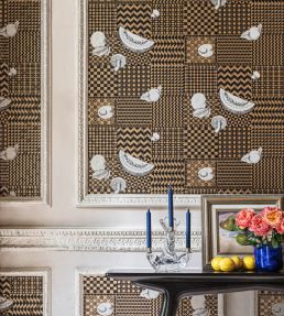 Frutta e Geometrico Wallpaper by Cole & Son Black White & Gold