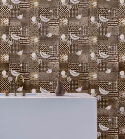Frutta e Geometrico Wallpaper by Cole & Son Black White & Gold