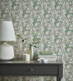 Golden Lily Wallpaper by Clarke & Clarke Linen/Blush
