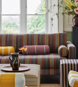 Gouache Stripe Fabric by Ian Mankin Claret