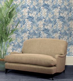 Trumpet Flowers Wallpaper by GP & J Baker Indigo/Teal
